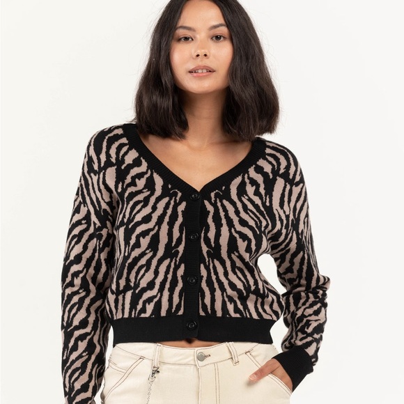 FULL TILT Womens Zebra Cardigan - XS - Picture 1 of 7